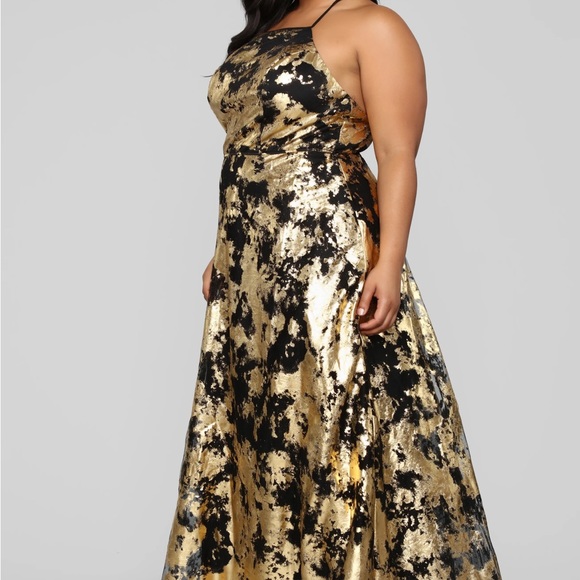 Take Me Higher Black and Gold Fashion Nova Gown - Picture 1 of 10